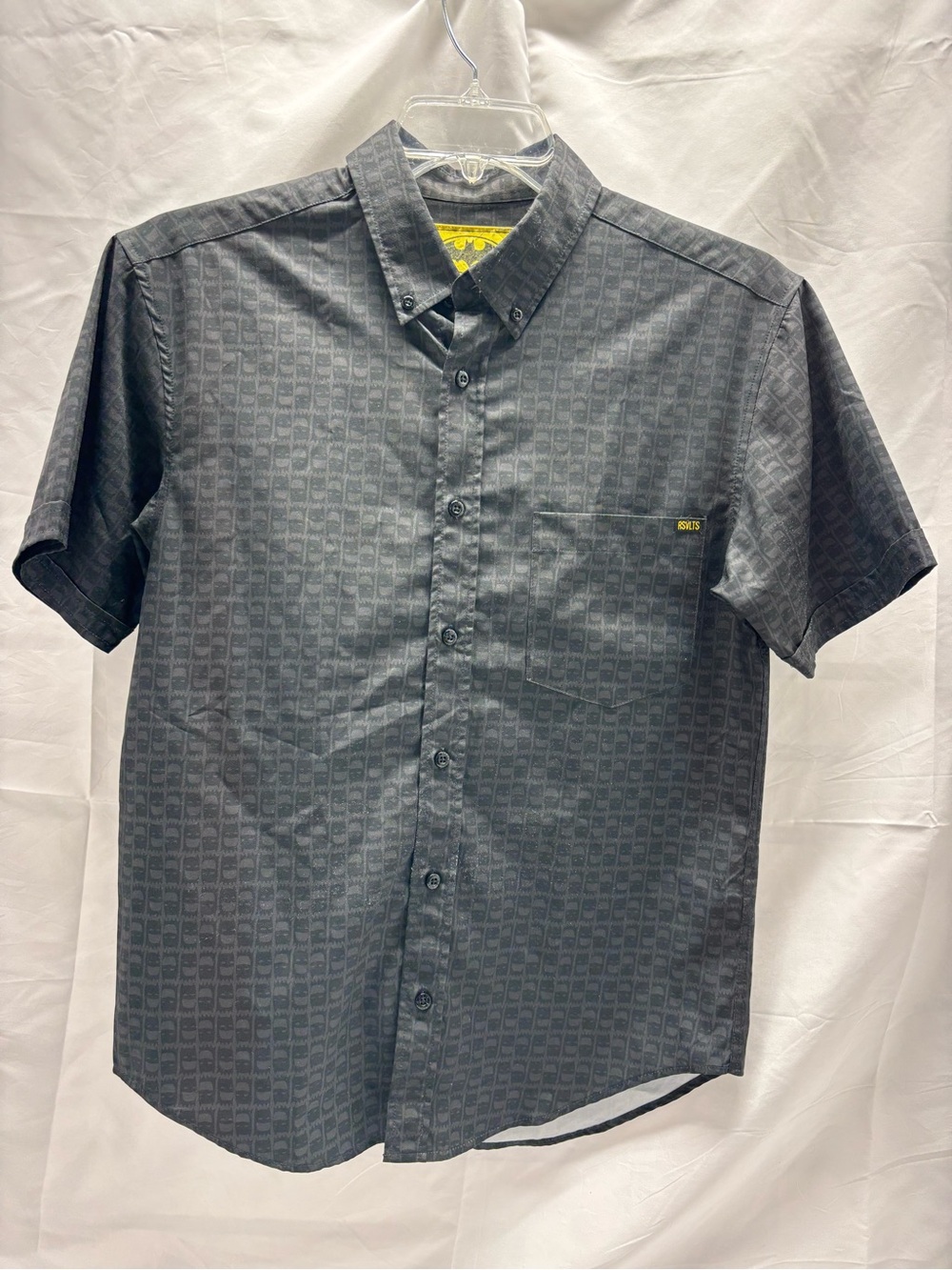 RSVLTS X Batman Kunuflex Shirt Mens Size Small Black Micro Face Pattern Lounge